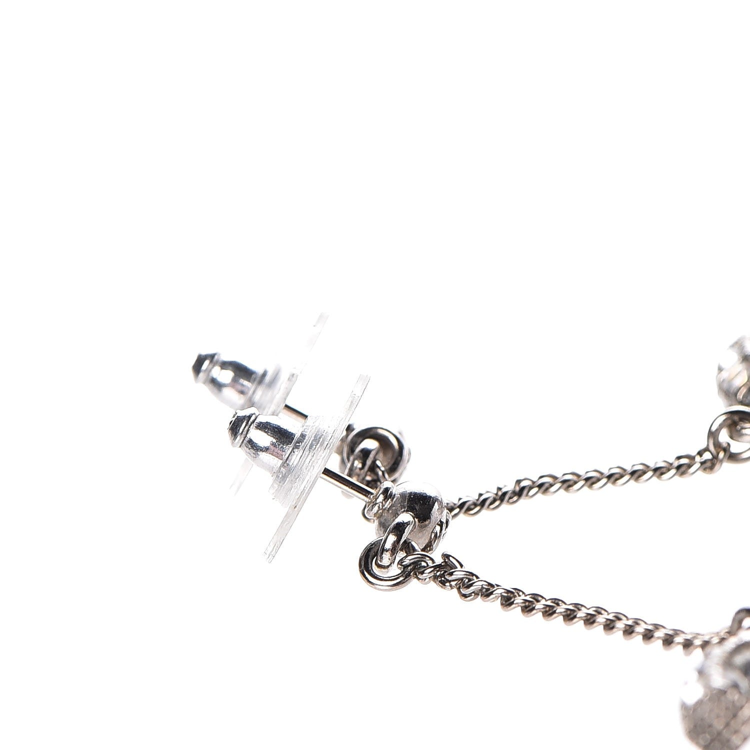 Chanel Baguette Crystal CC Dangle Earrings Silver 3 of 5