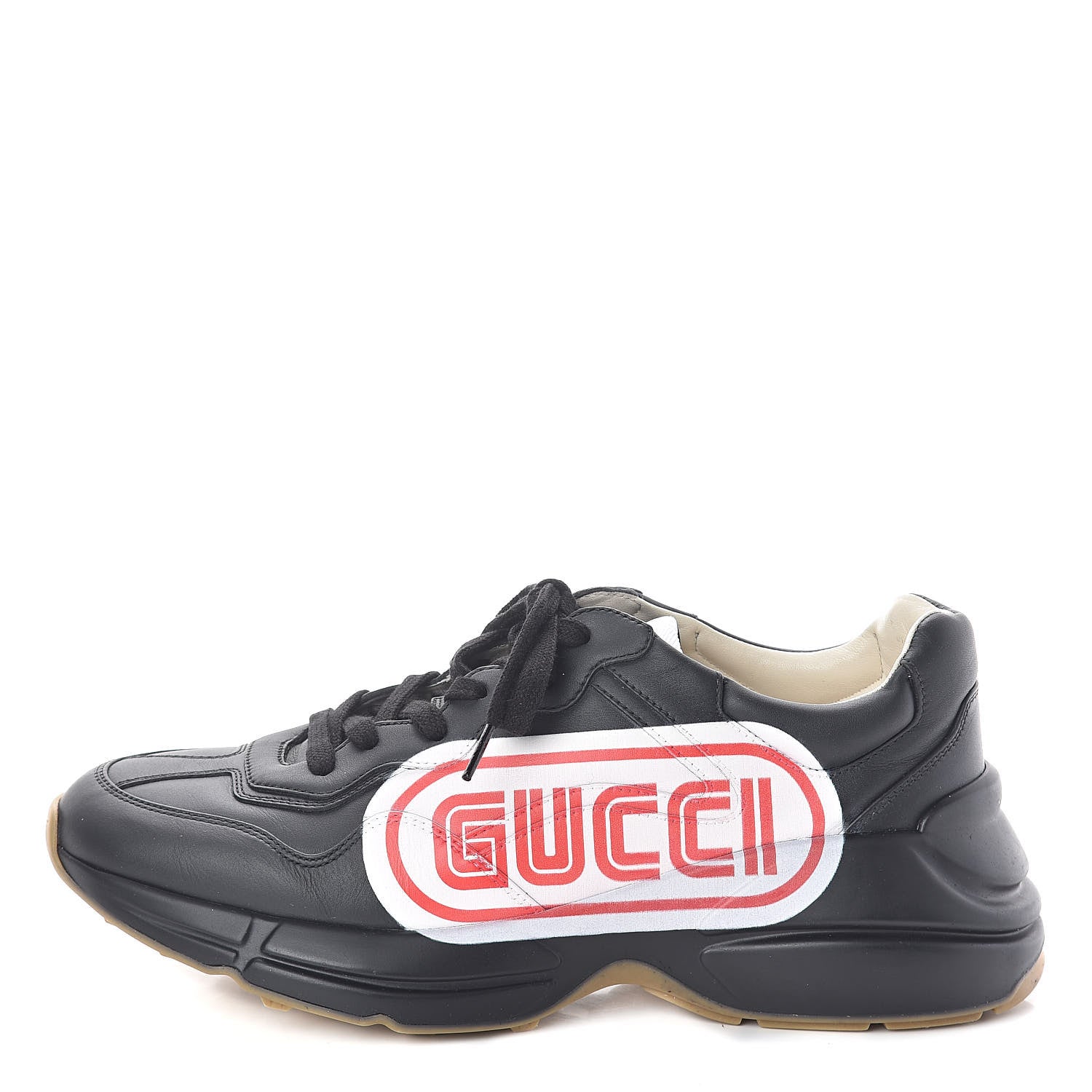 Gucci X SEGA Calfskin Logo Mens Rhyton Sneakers 7 Black 1 of 8