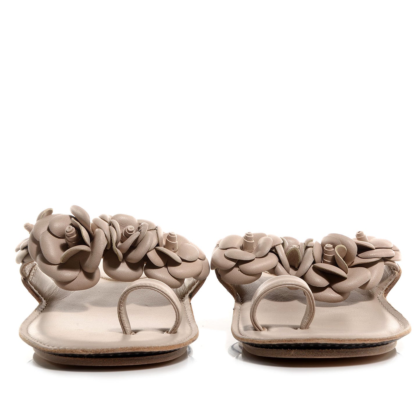 Lambskin Camellia Sandals 38 Light Grey