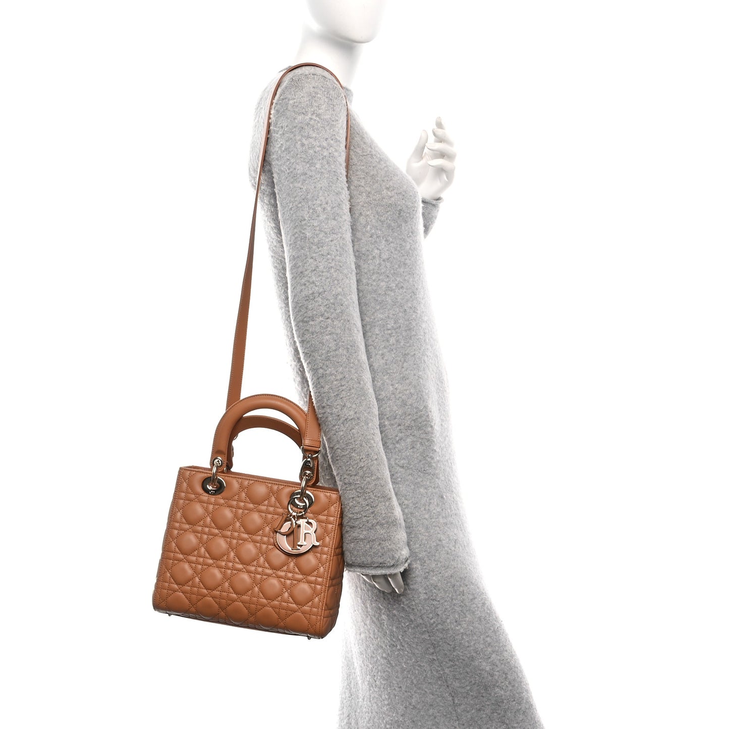 Lambskin Cannage Medium Lady Dior Amber