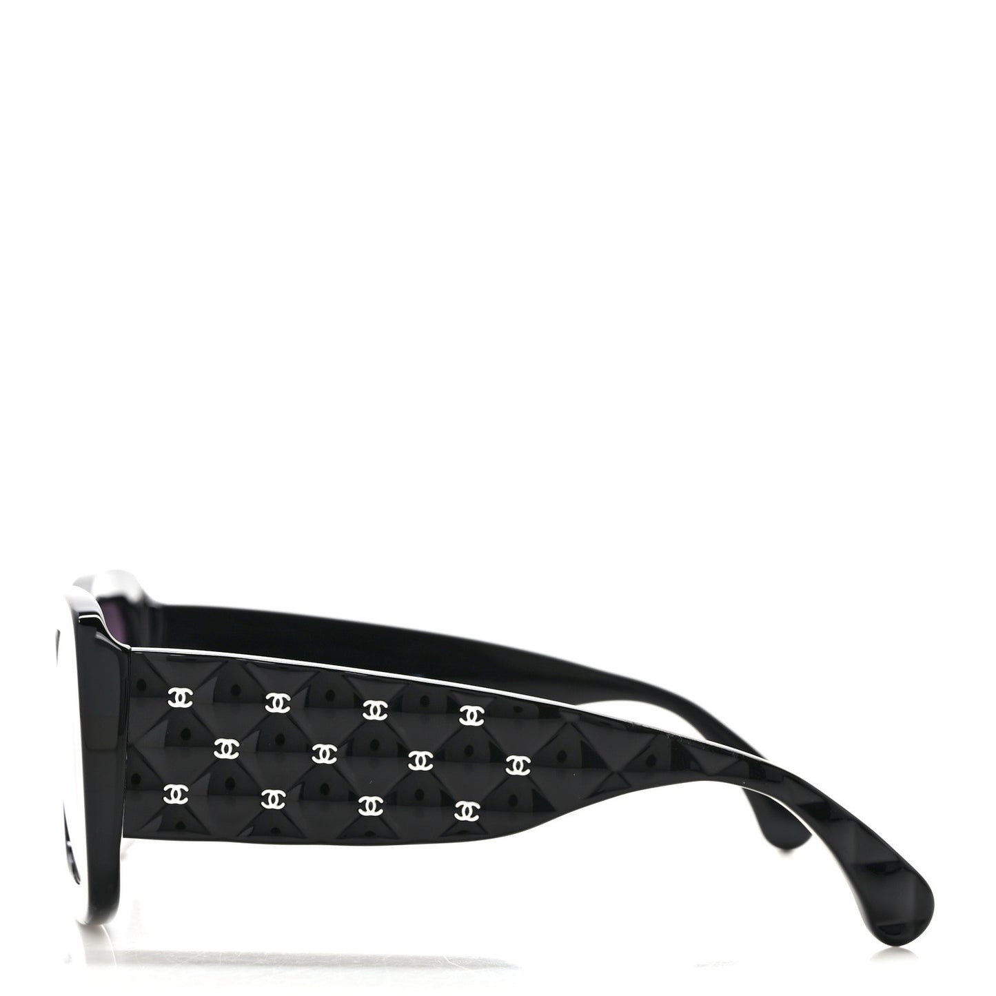 Acetate Quilted CC Rectangle Sunglasses 5483-A Black