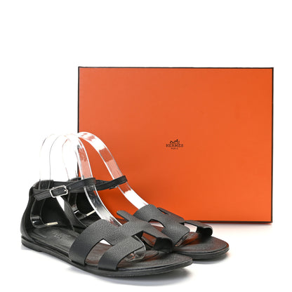 Hermes Epsom Santorini Sandals 38 Black 14 of 14