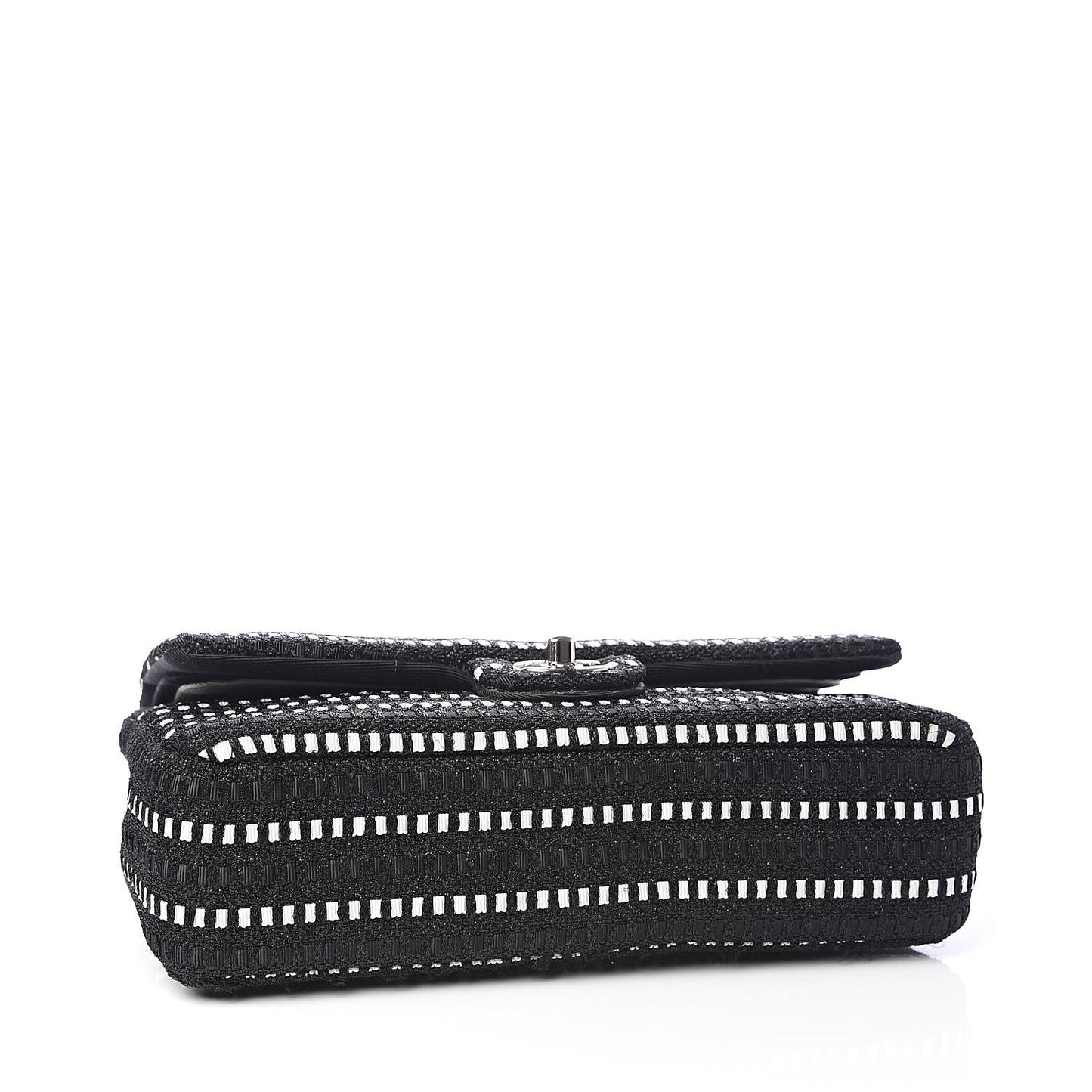Tweed Ribbon Medium Double Flap Black White