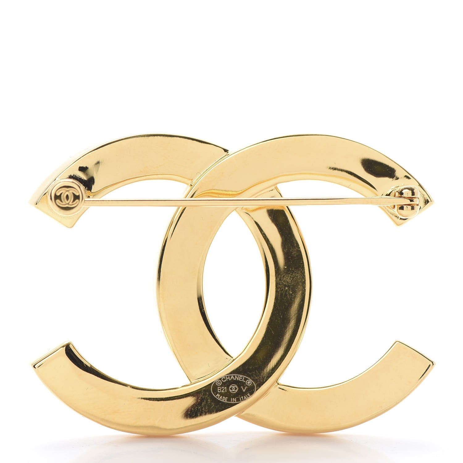 Chanel Metal Paris Button CC Large Brooch Gold 4 of 6