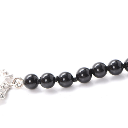 Chanel Baguette Crystal Beaded CC Long Necklace Black Silver 7 of 10