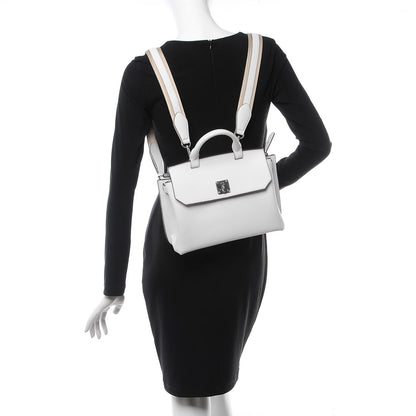 MCM Grained Calfskin Medium Milla Convertible Backpack White Flake 2 of 13