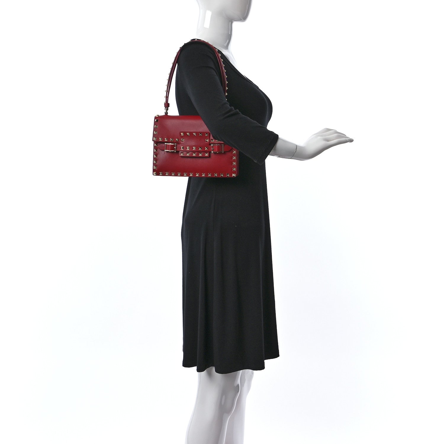 Valentino Garavani Calfskin Rockstud Flap Shoulder Bag Rosso Valentino 2 of 11