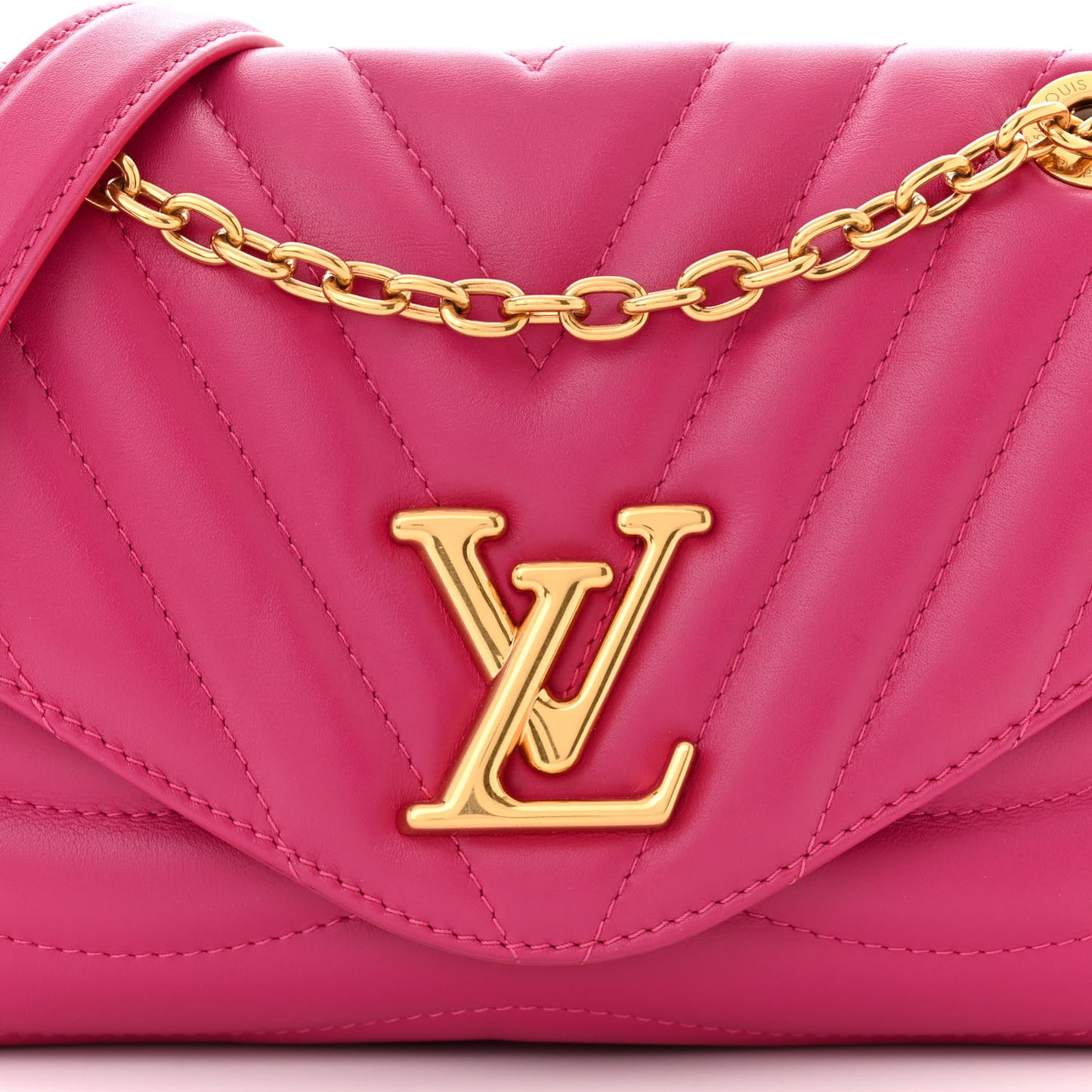 Calfskin LV New Wave Chain Bag Rose Freesia