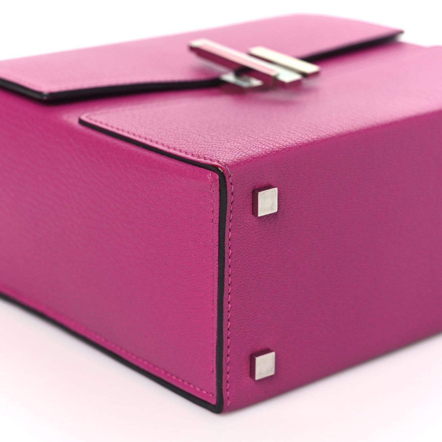 Chevre Mysore Enamel Cinhetic Boxy Top Handle Bag Rose Pourpre