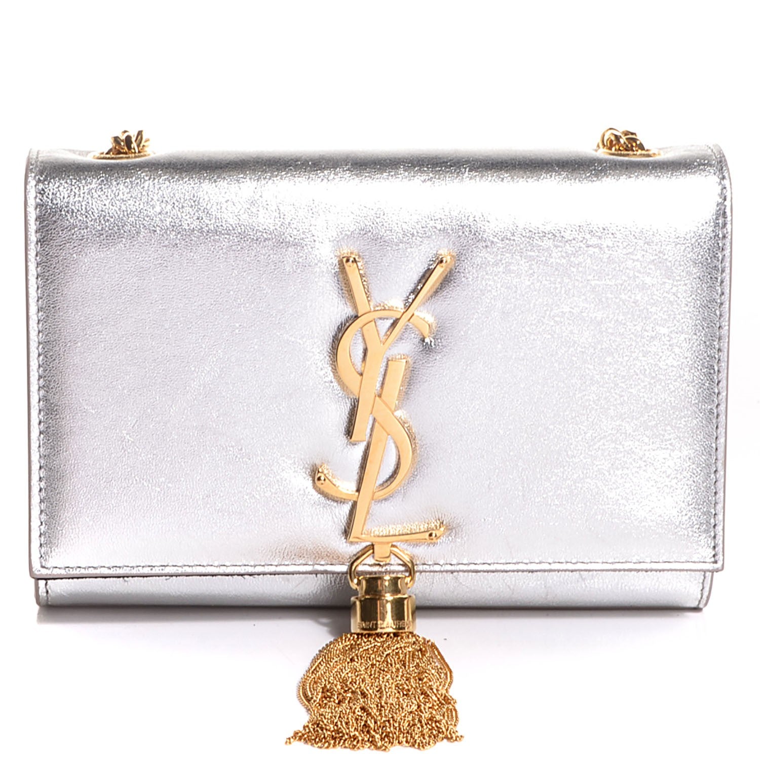 Saint Laurent Calfskin Small Classic Monogram Kate Tassel Satchel Silver 1 of 9