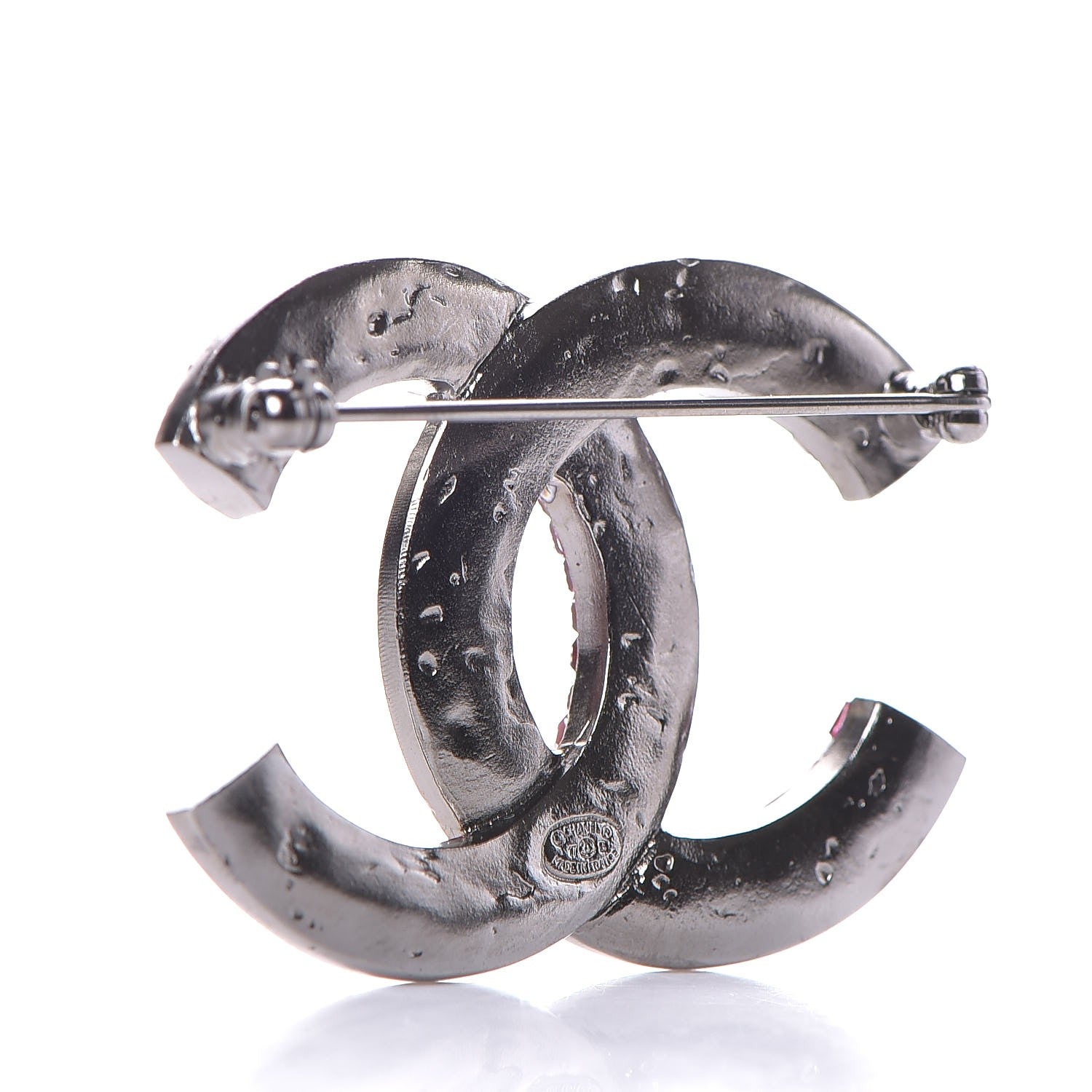 Chanel Ruthenium Crystal CC Brooch Red 3 of 5