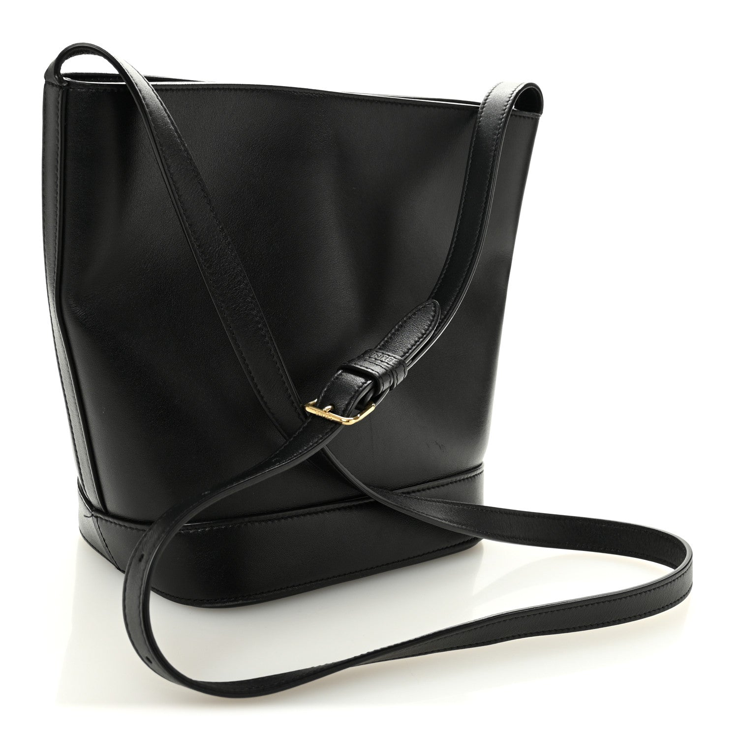 Celine Smooth Calfskin Small Cuir Triomphe Bucket Bag Black 3 of 12