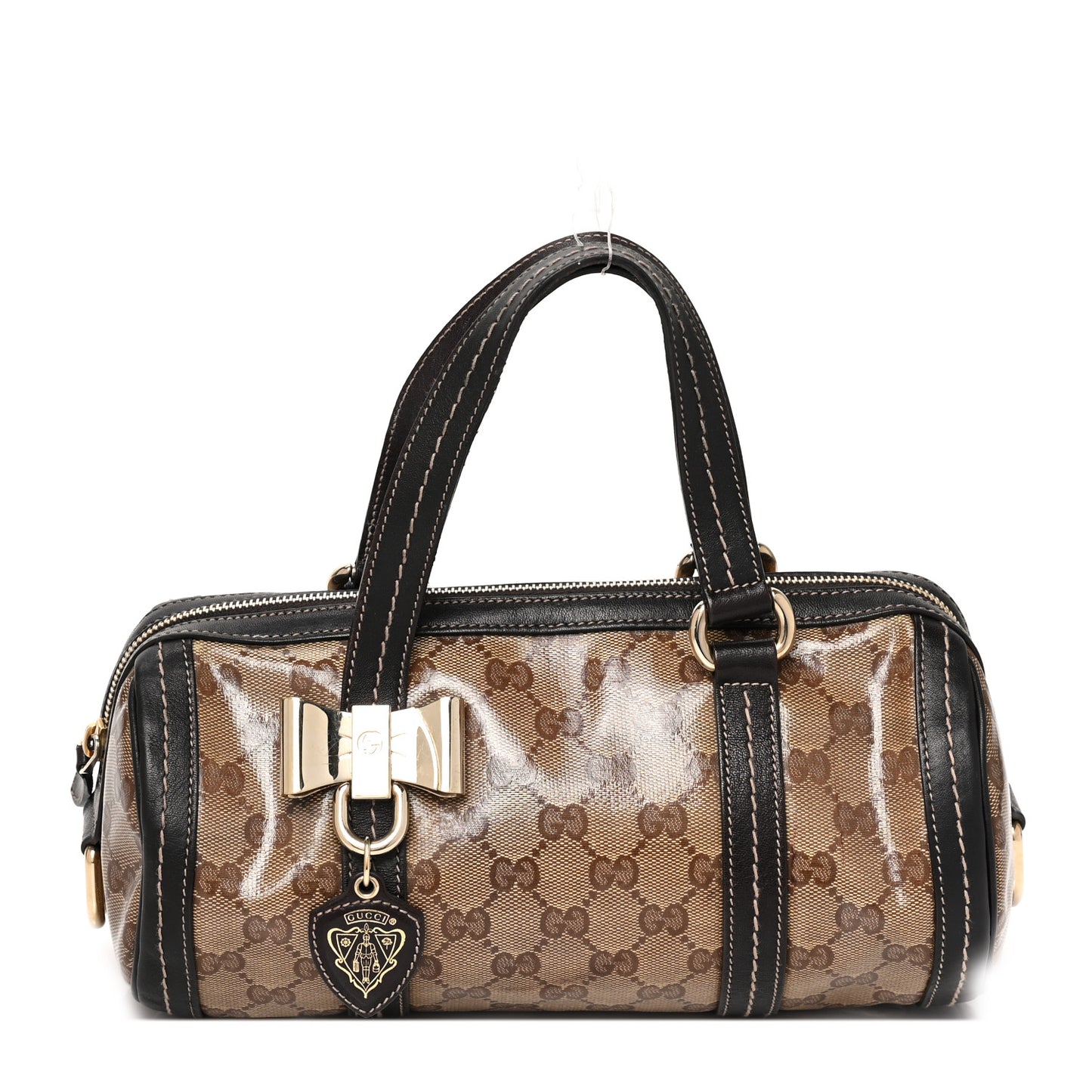 Crystal Monogram Duchessa Small Boston Bag Brown