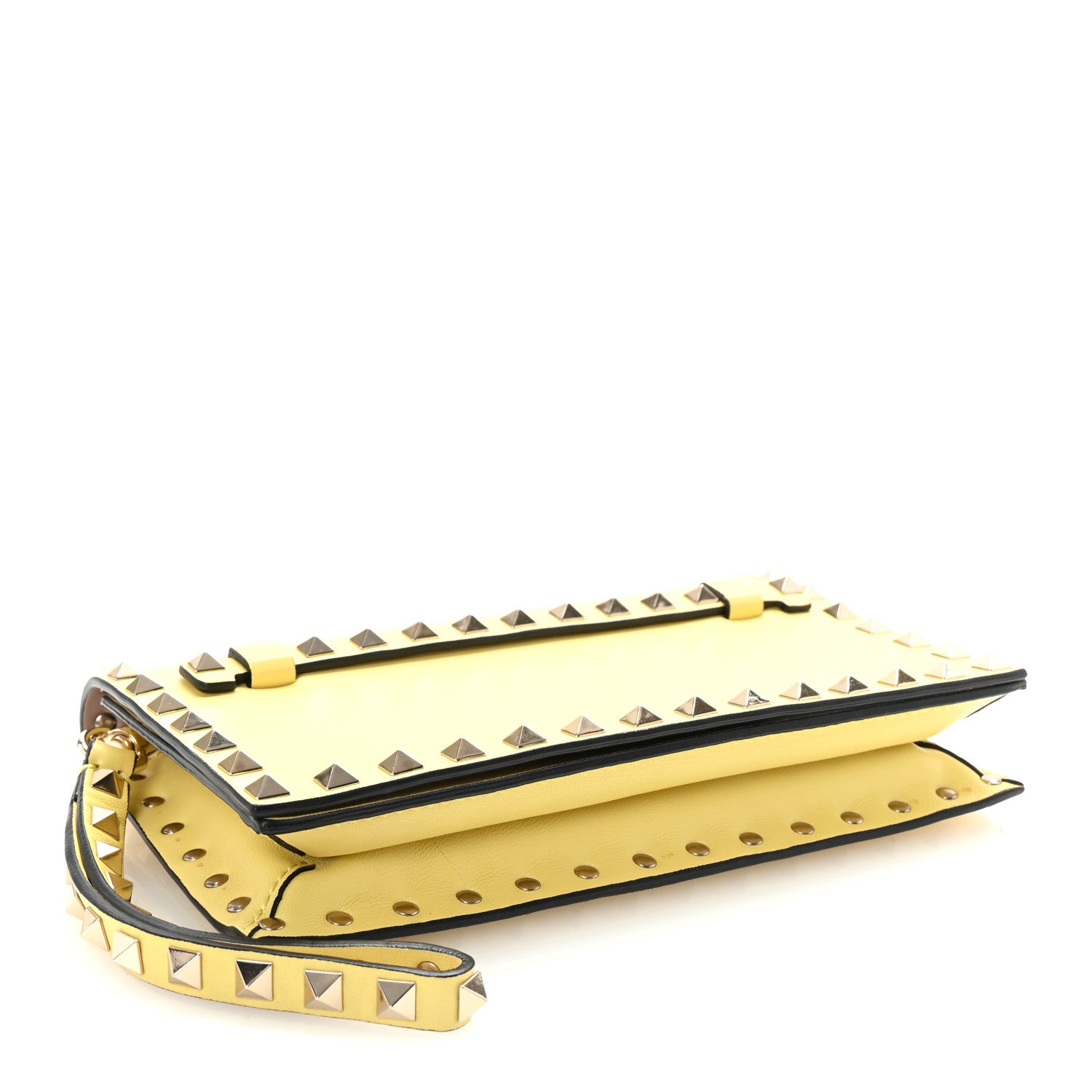 Valentino Garavani Nappa Rockstud Wristlet Clutch Light Yellow 4 of 6
