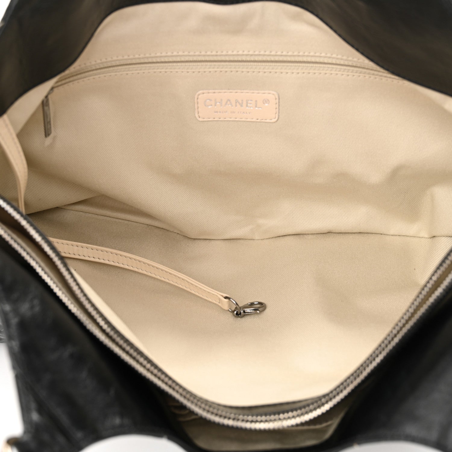Chanel Glazed Goatskin Double Contrast Stitch Tote Black Black Black 6 of 12