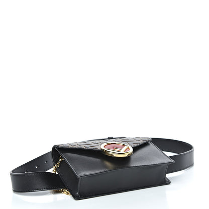 Fendi Vitello Liberty F is Fendi Bi-Color FF 1974 Embossed Envelope Belt Bag Maya Black 6 of 12