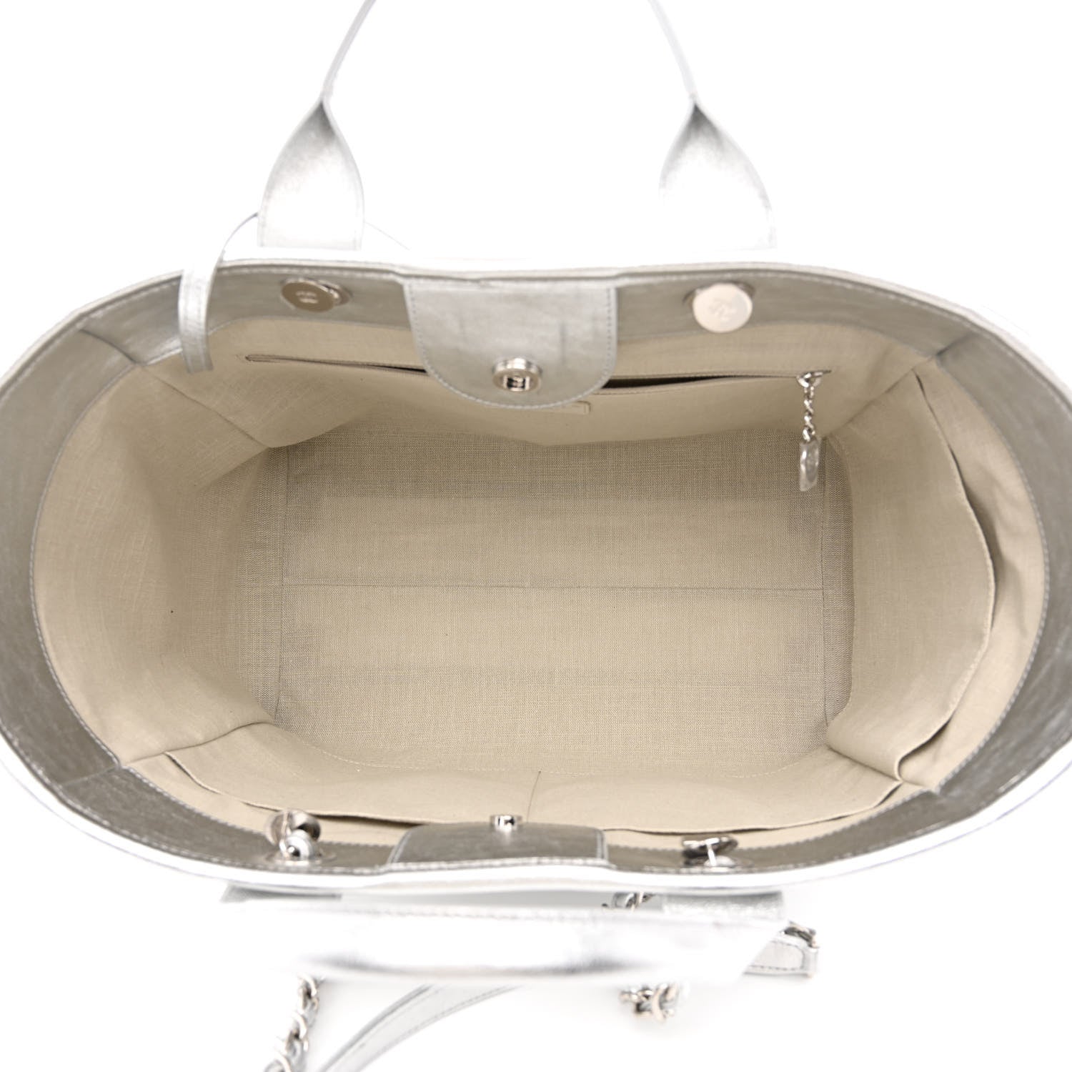Chanel Metallic Calfskin Medium Deauville Tote Silver 6 of 13