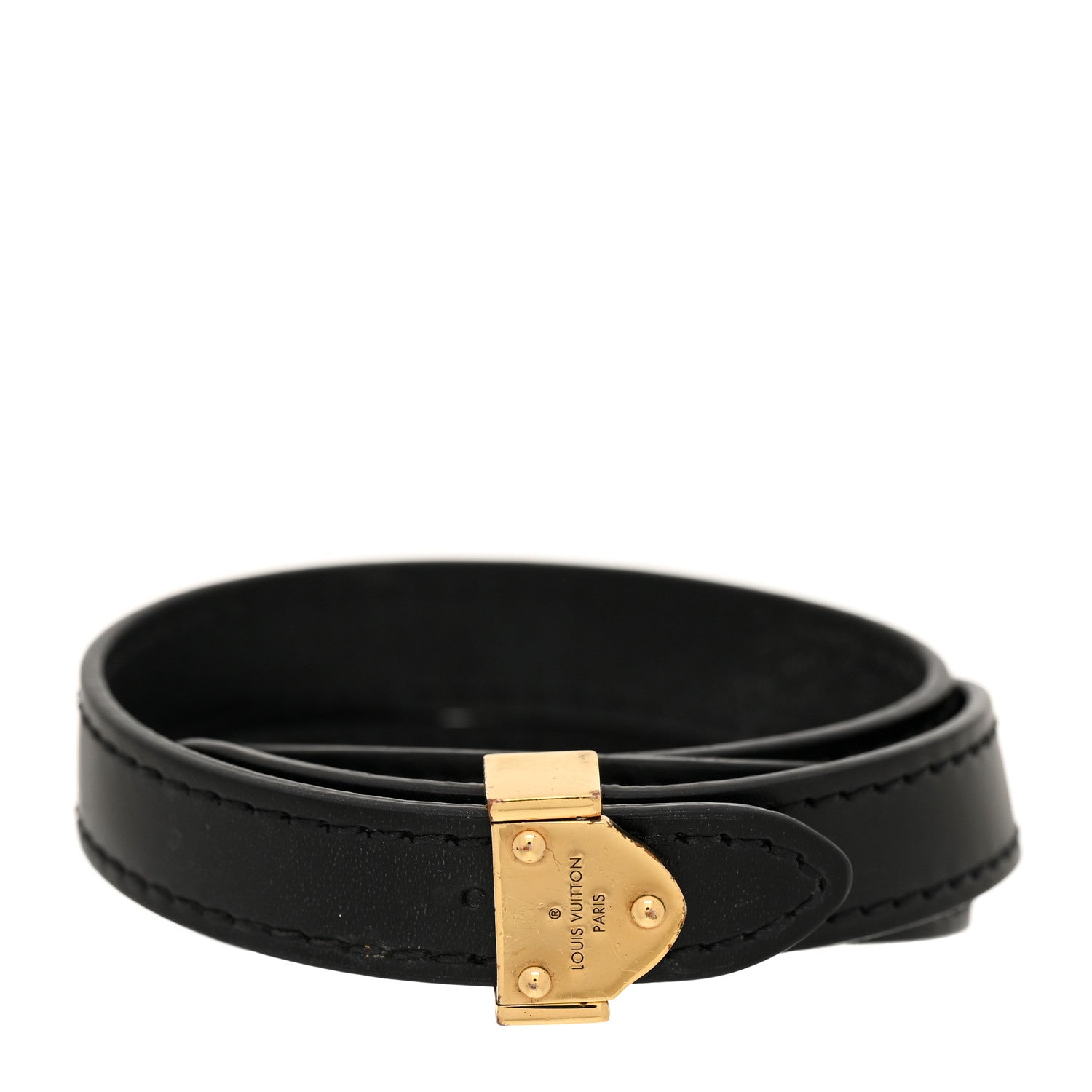Louis Vuitton Leather Double Wrap Bracelet Black 1 of 8
