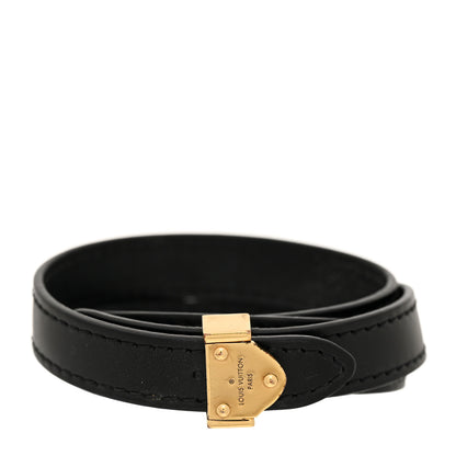 Louis Vuitton Leather Double Wrap Bracelet Black 1 of 8