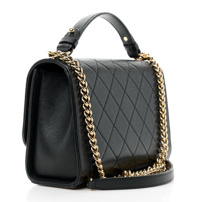 Chanel Grained Calfskin Quilted Medium Label Click Flap Bag Black 3 of 11