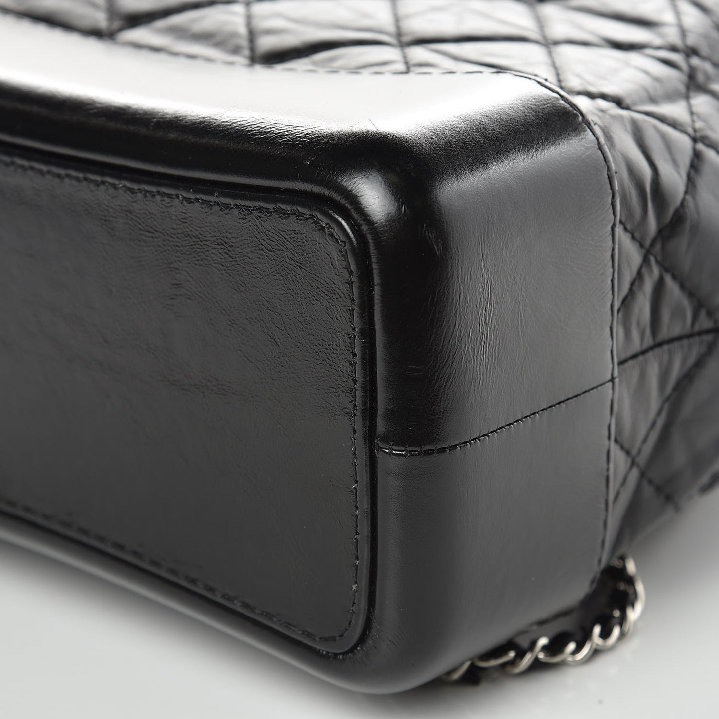 Aged Calfskin Quilted Gabrielle Backpack Black