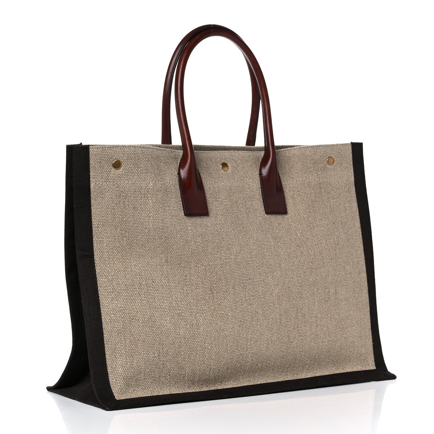 Saint Laurent Linen Calfskin Rive Gauche Tote Natural 3 of 16