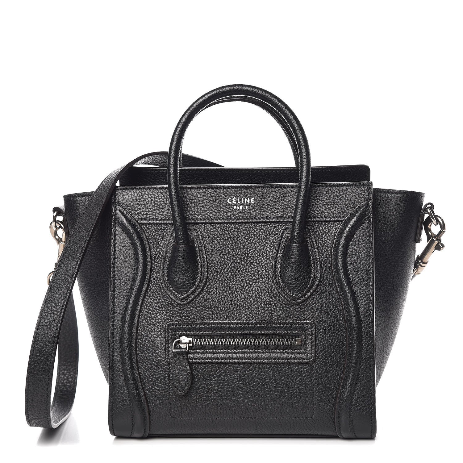 Celine Drummed Calfskin Nano Luggage Black 1 of 11