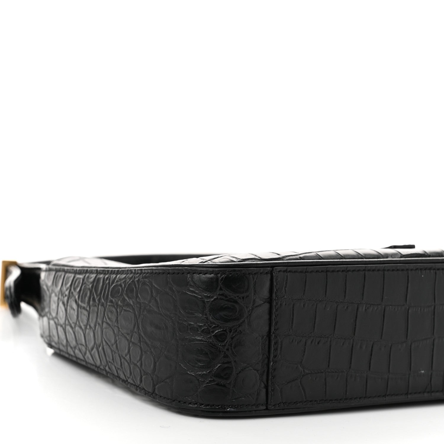 Saint Laurent Calfskin Crocodile Embossed LE 5 A 7 Hobo Black 9 of 11