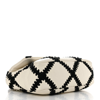 Chanel Calfskin Crochet Medium Chanel 19 Flap White Black 4 of 12