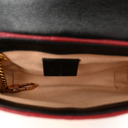 Gucci Vintage Effect Calfskin Matelasse Diagonal Striped Super Mini Torchon GG Marmont Shoulder Bag Black Beige 5 of 10