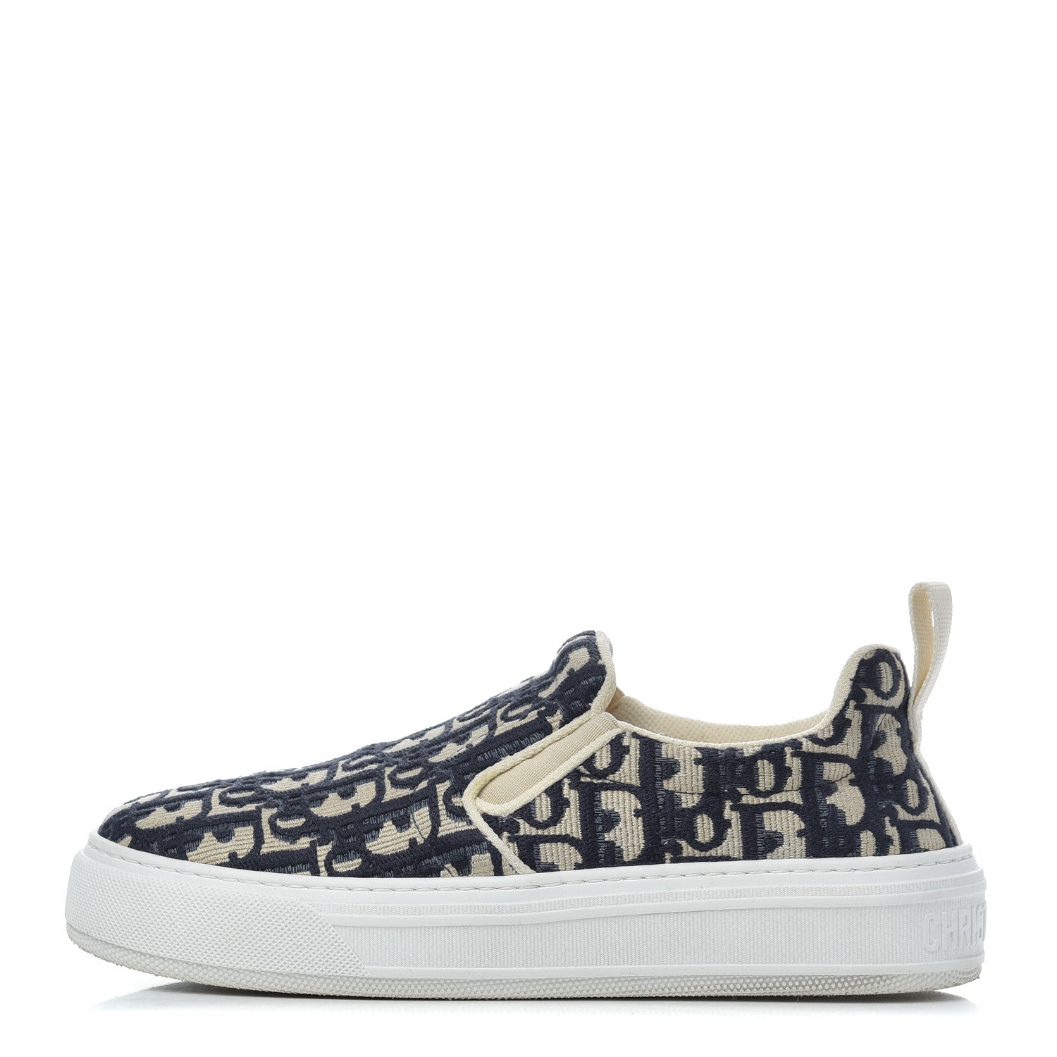 Christian Dior Canvas Oblique Embroidered Womens Solar Slip On Sneakers 37.5 Deep Blue 1 of 15