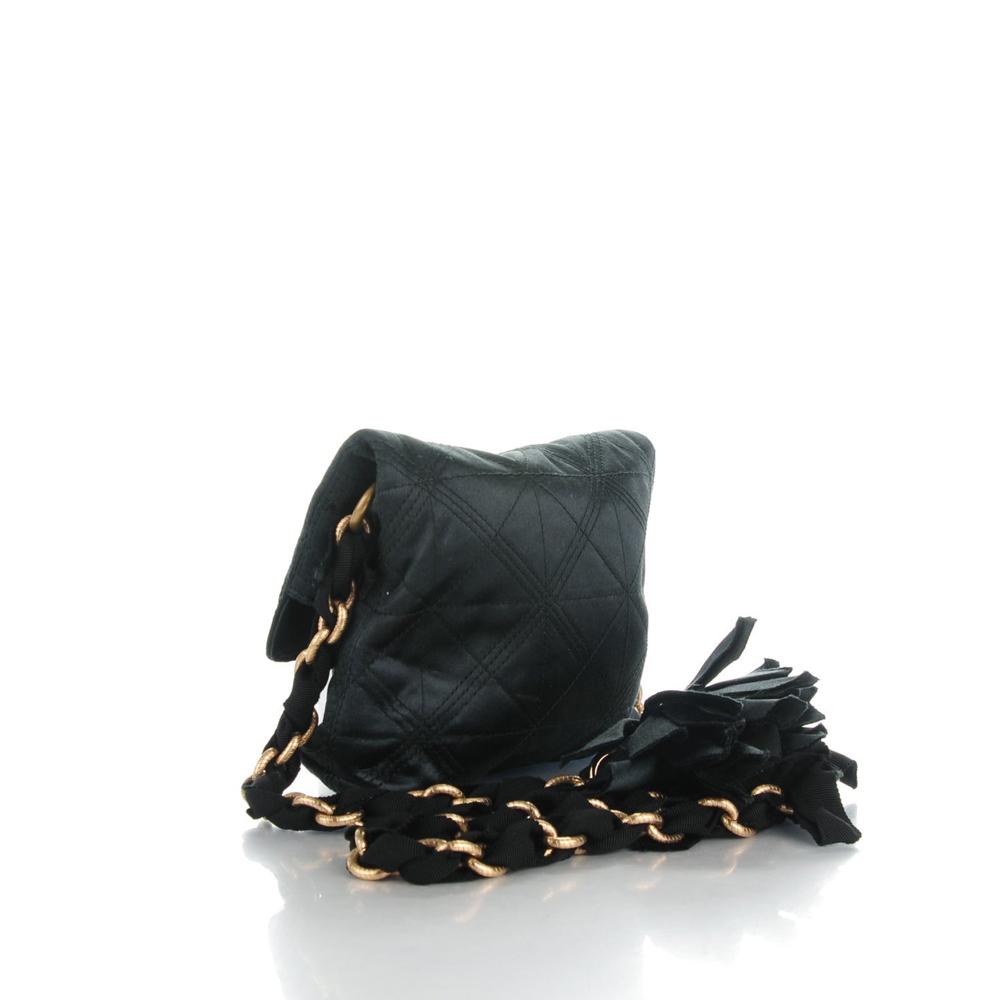 Satin Quilted Mini Happy Pop Crossbody Black