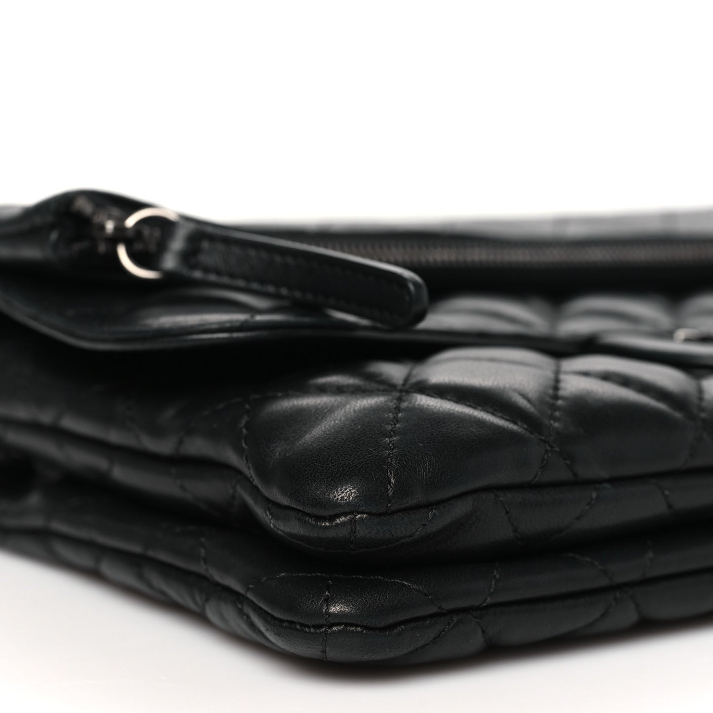Lambskin Quilted Mini Multi Flap Bag Black