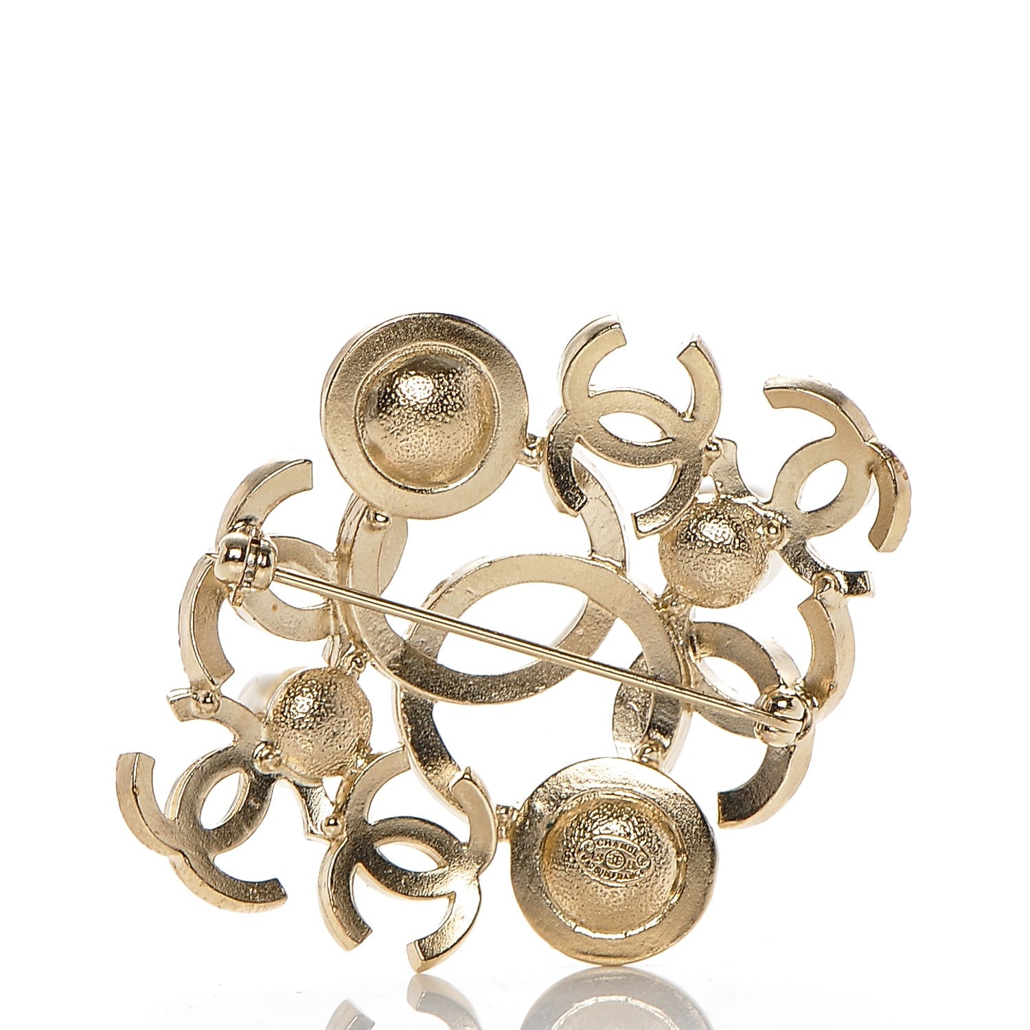 Chanel Pearl Crystal CC Brooch Light Gold 3 of 4