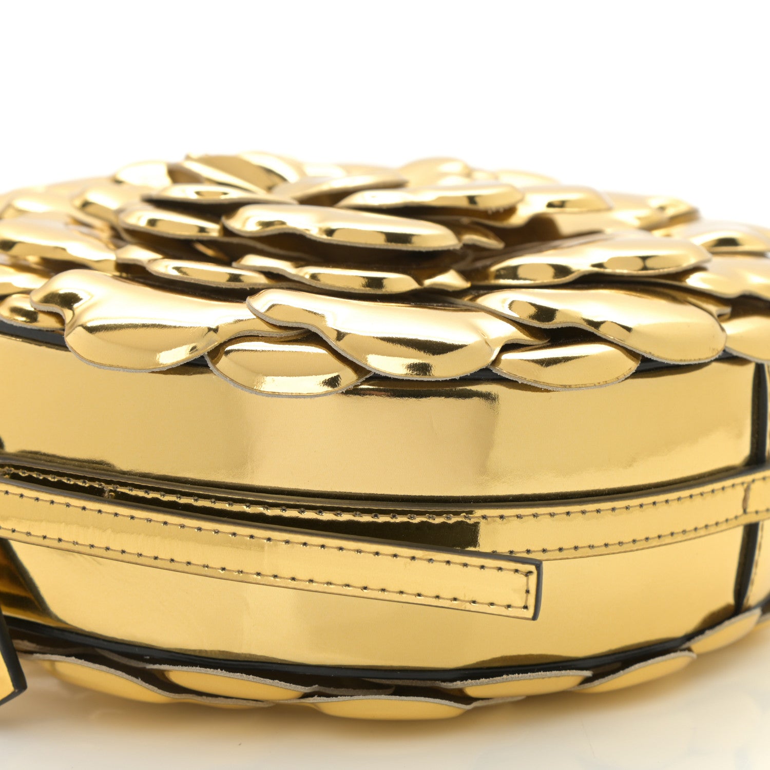 Valentino Garavani Metallic Nappa Atelier 03 Rose Edition Round Crossbody Bag Antique Brass 8 of 9
