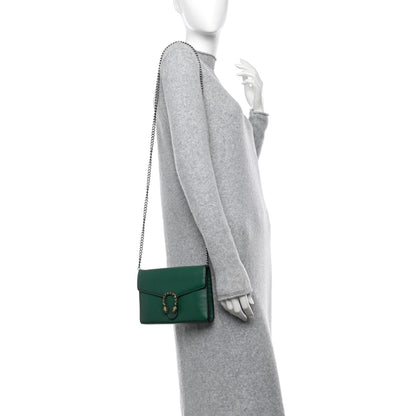 Gucci Calfskin Mini Dionysus Chain Wallet Emerald 2 of 13
