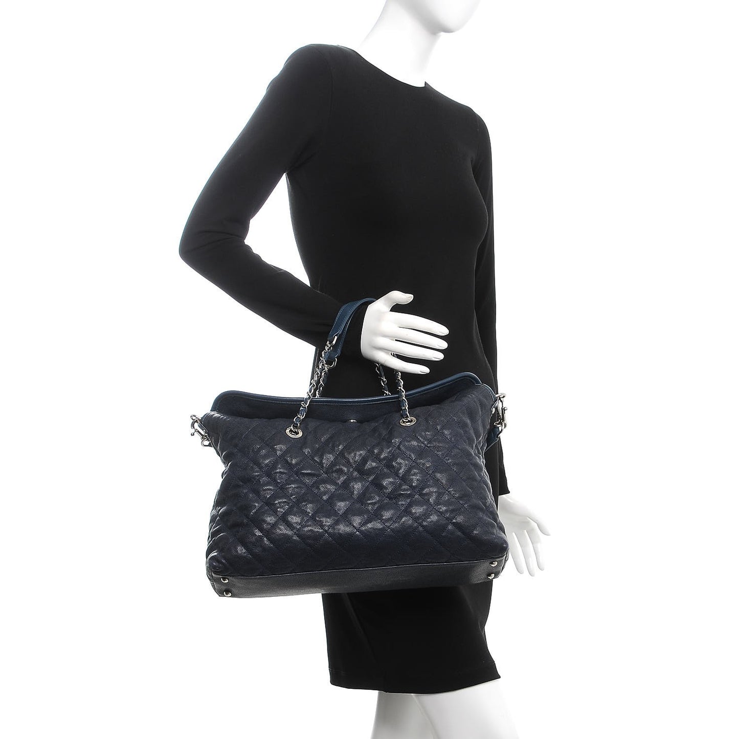 Caviar Quilted French Riviera Hobo Blue