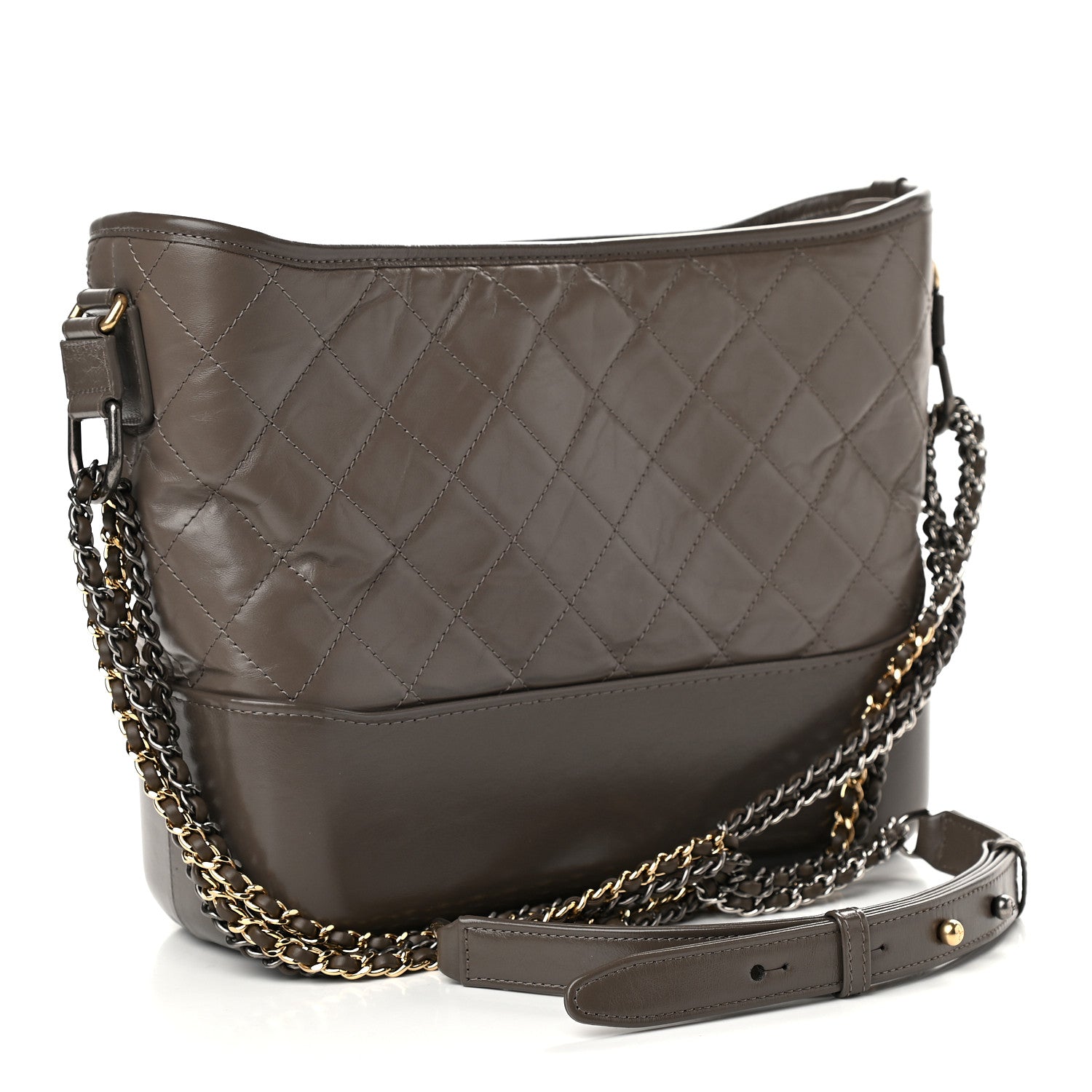 Chanel Aged Calfskin Quilted Medium Gabrielle Hobo Grey 3 of 10
