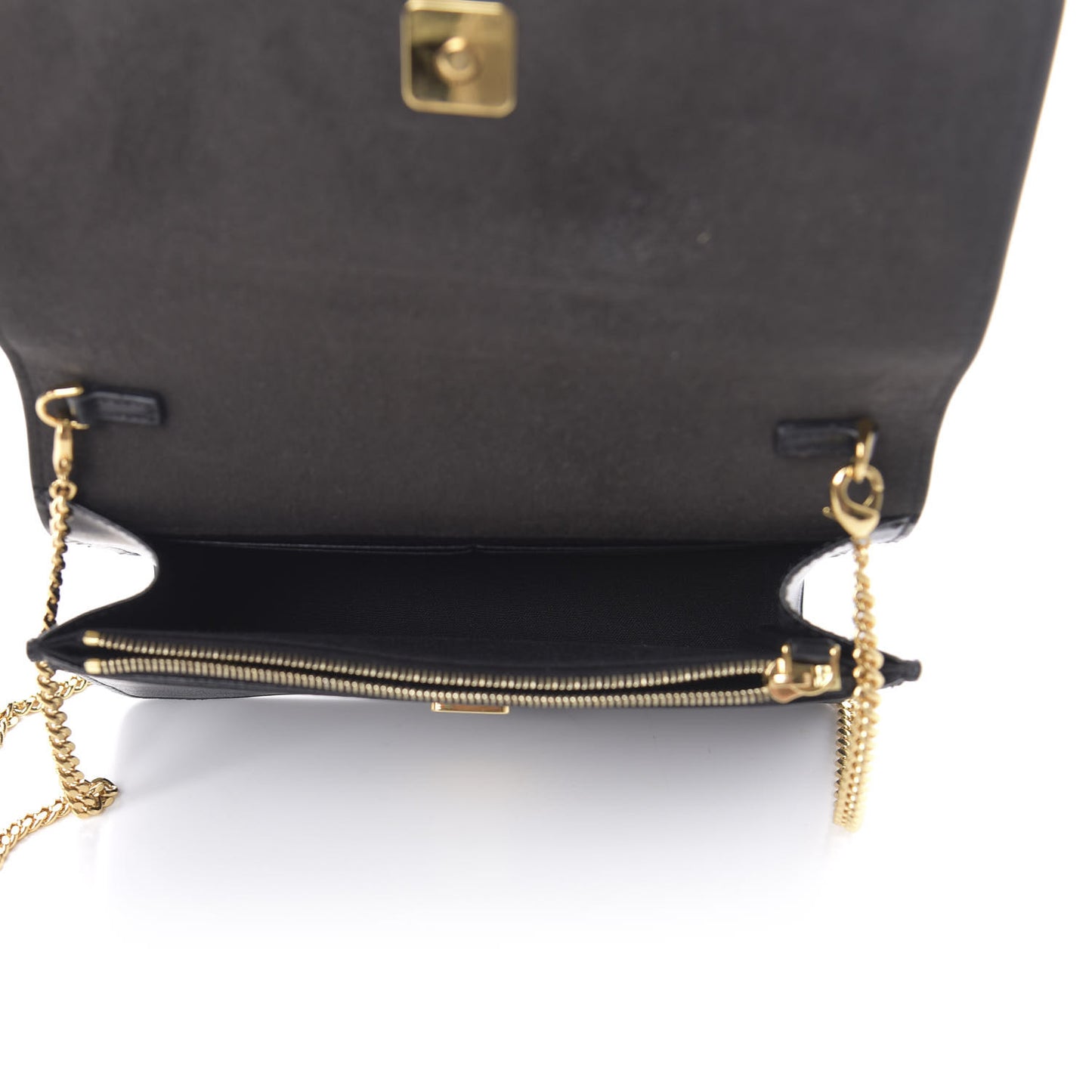 Vitello Liberty Lucido Metal Monster Eyes Tube Wallet on Chain Black