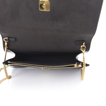 Fendi Vitello Liberty Lucido Metal Monster Eyes Tube Wallet on Chain Black 5 of 10