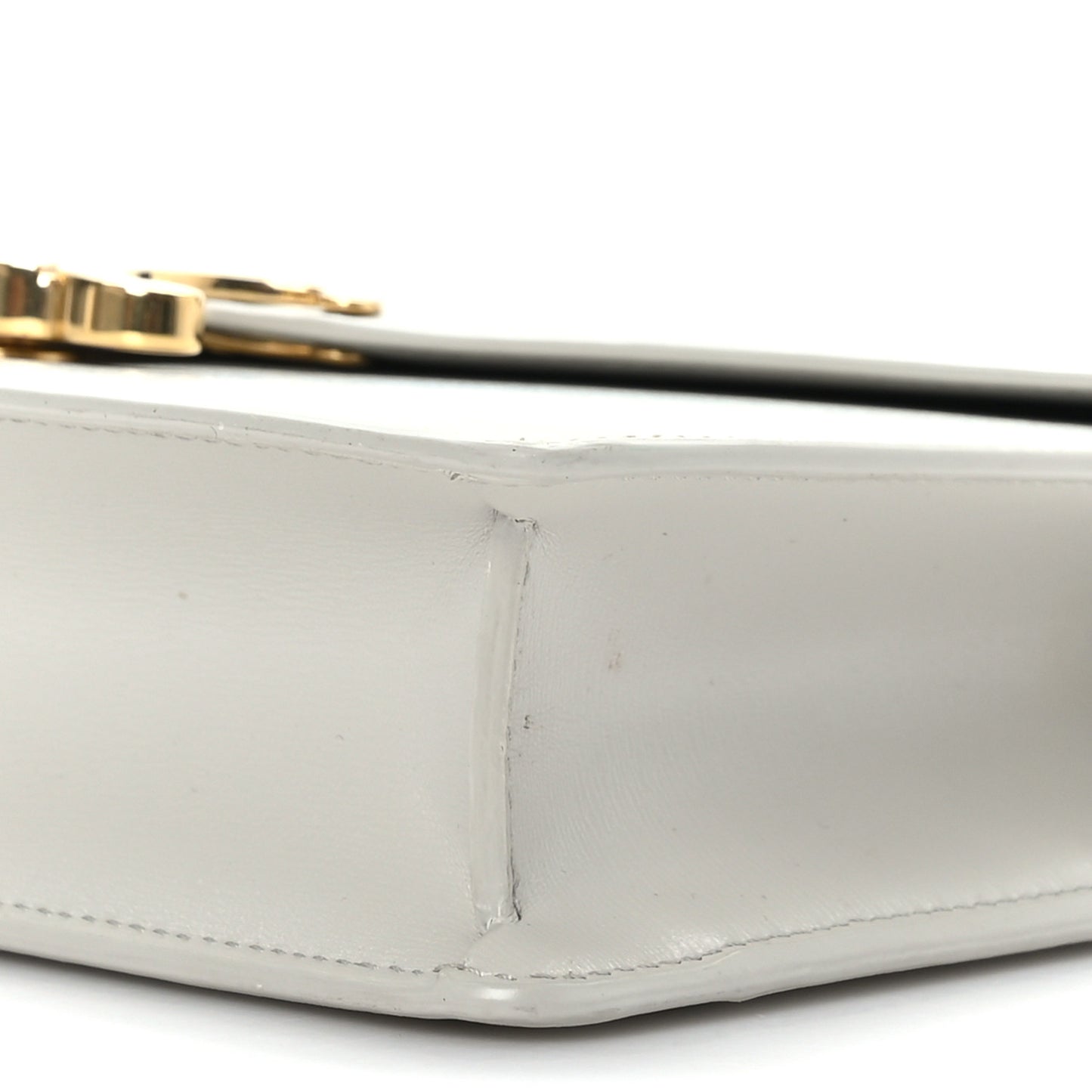 Shiny Calfskin Triomphe Wallet on Chain Chalk