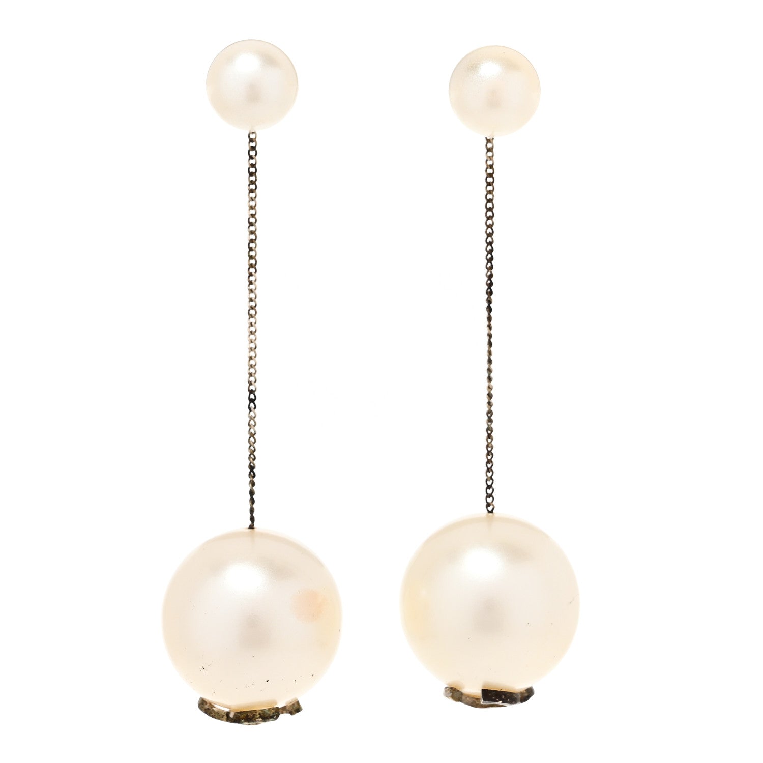 Chanel Pearl CC Chain Drop Earrings Gold 1 of 5
