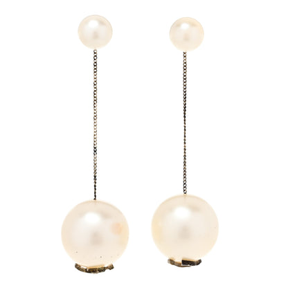 Chanel Pearl CC Chain Drop Earrings Gold 1 of 5