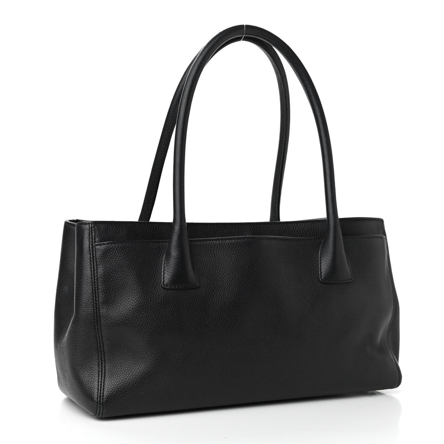 Calfskin Small Cerf Executive Shopper Tote Black