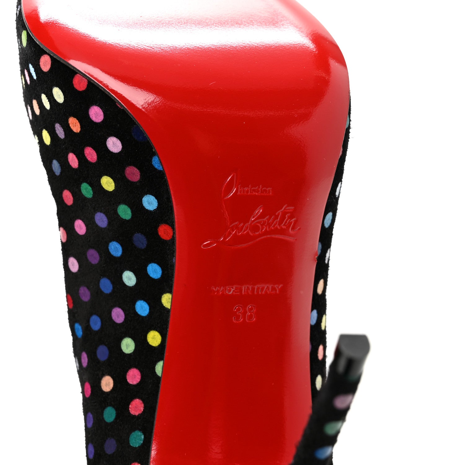 Christian Louboutin Suede Polka Dot Hot Chick 100 Pumps 38 Black Multicolor 38 Black Multicolor 8 of 8