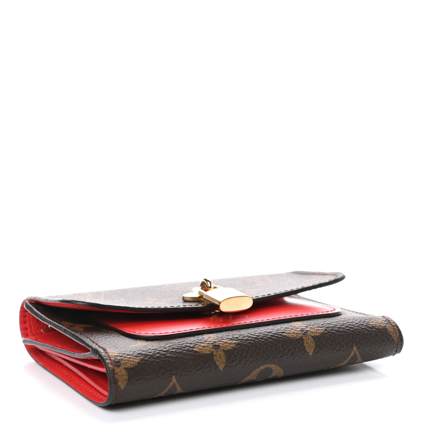 Louis Vuitton Monogram Flower Lock Compact Wallet Coquelicot 3 of 4