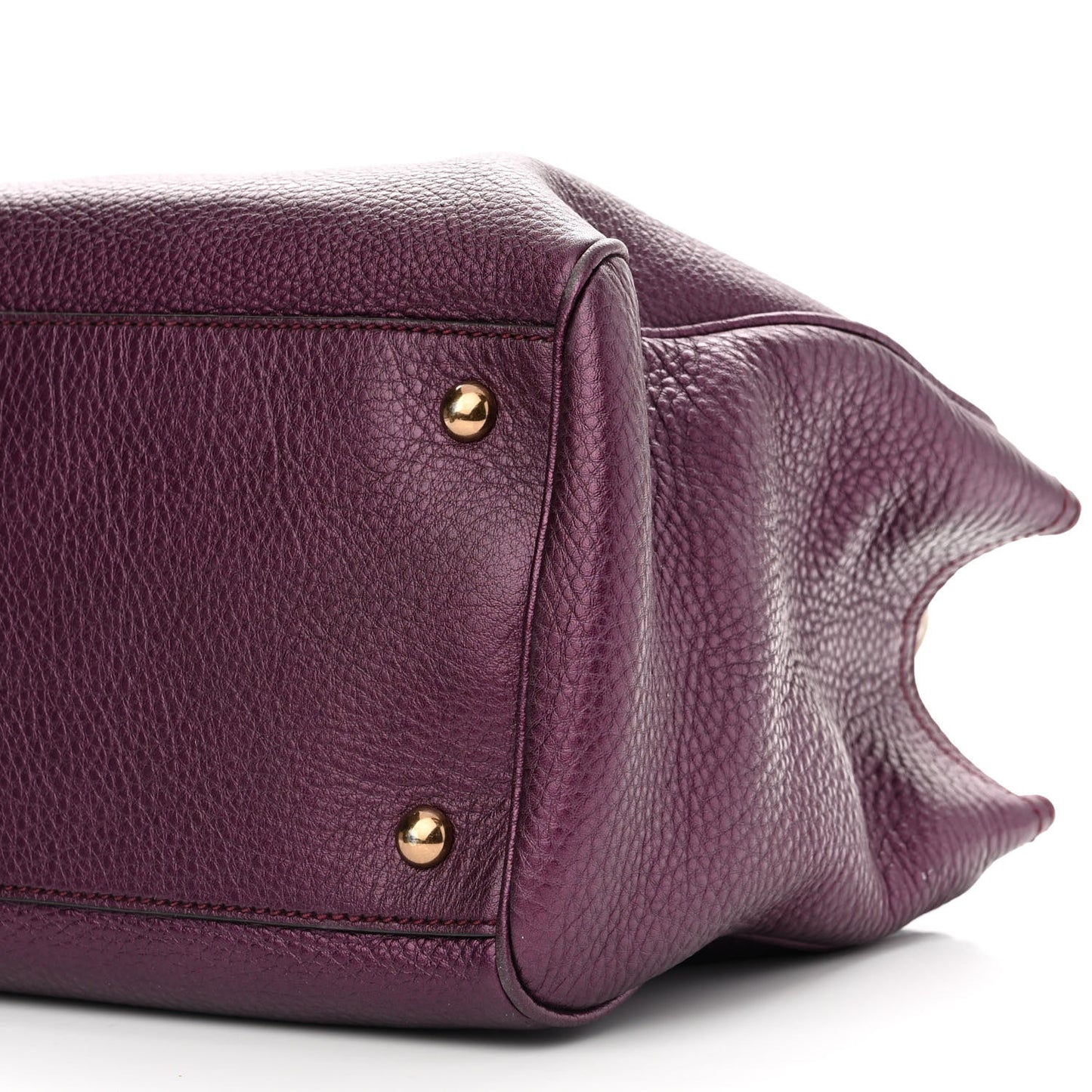Pebbled Calfskin Medium Bamboo Shopper Tote Purple