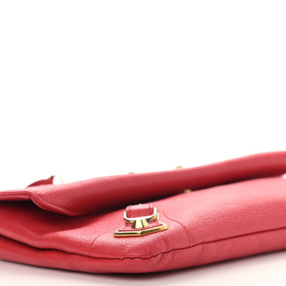 Balenciaga Chevre Gold Metallic Edge Hardware Envelope Clutch Rouge Grenade 9 of 10