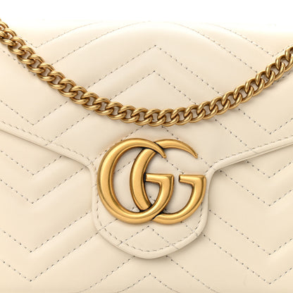 Gucci Calfskin Matelasse GG Marmont Chain Wallet Mystic White 8 of 10
