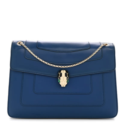 Bulgari Calfskin Serpenti Forever Shoulder Bag Navy 1 of 13